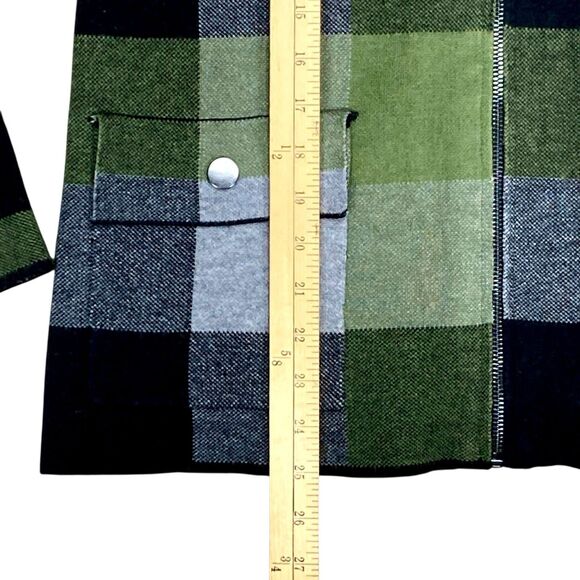 Cynthia Rowley Bomber Jacket Womens M Black Green Plaid Full Zip Comfort Classic - Picture 9 of 13